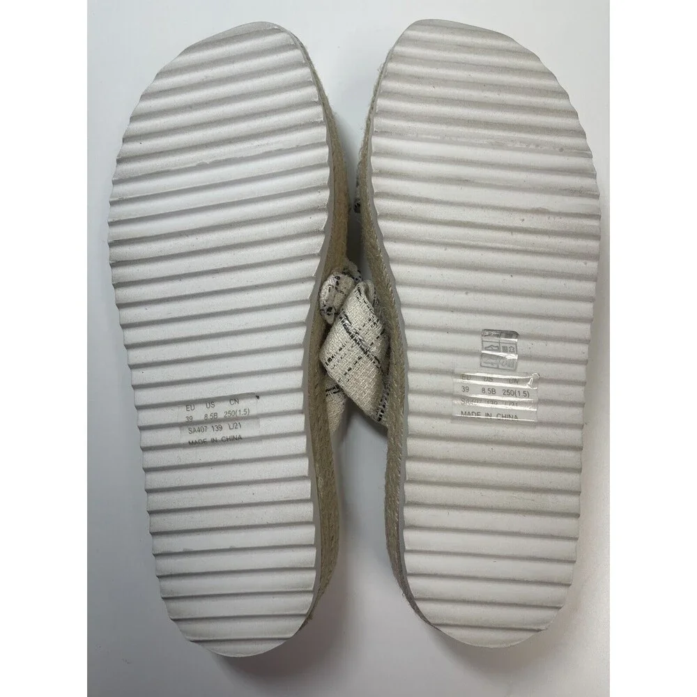 Stuart Weitzman Bandeau Tweed Bow Espadrille Sandal Sz 8.5 New W/O Tag